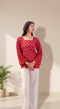 Women's Pure Cotton Printed Square Neck Kurti
