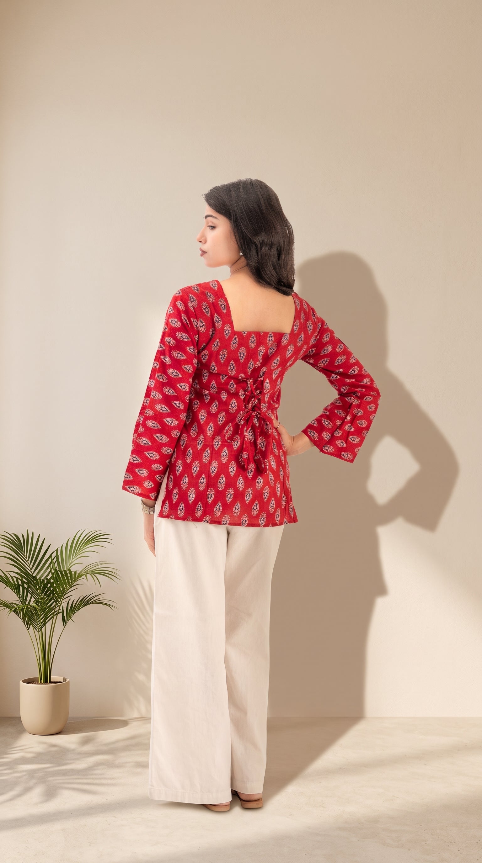 Women's Pure Cotton Printed Square Neck Kurti