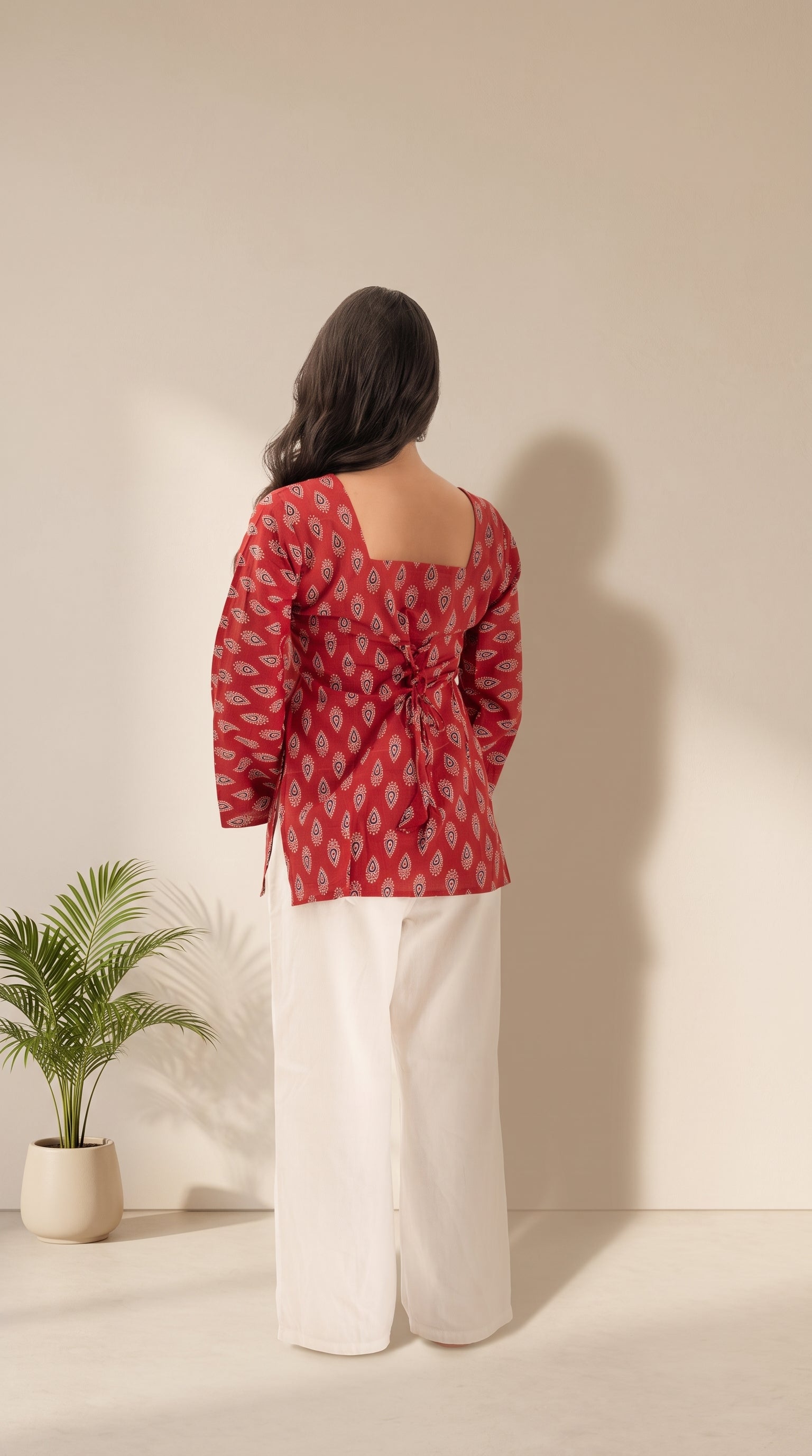 Women's Pure Cotton Printed Square Neck Kurti
