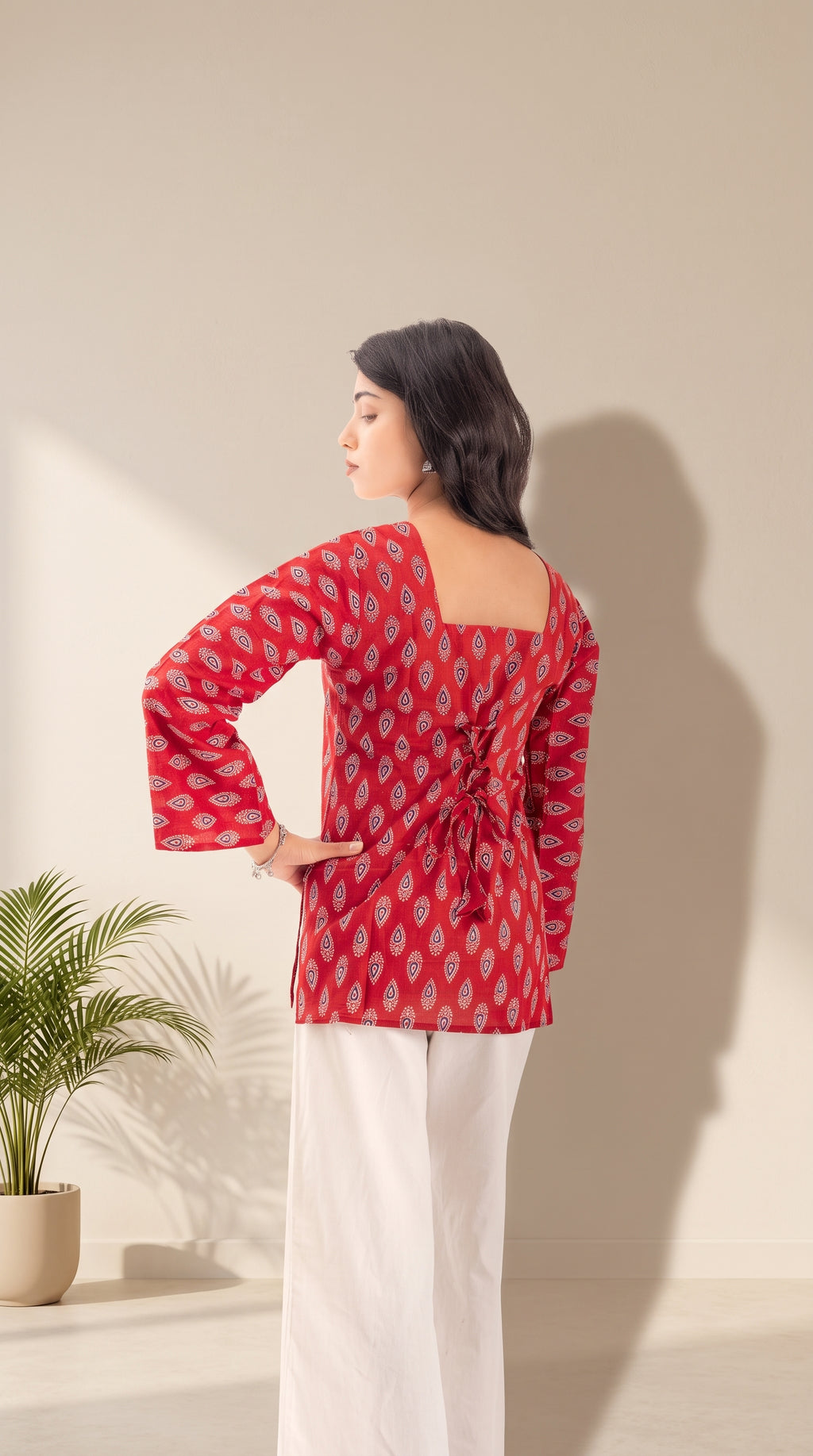 Women's Pure Cotton Printed Square Neck Kurti